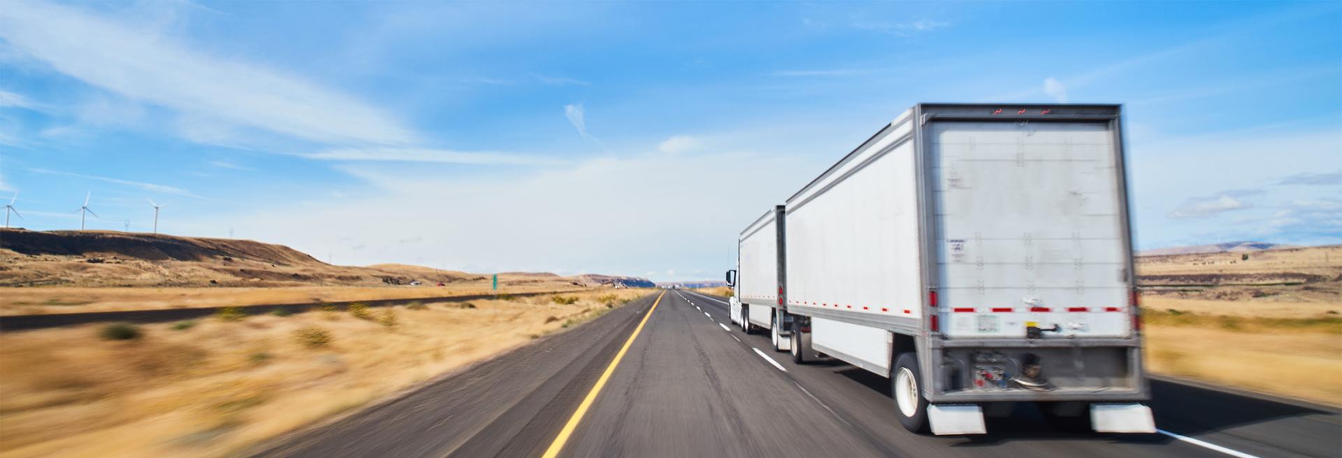 Truck driving on road